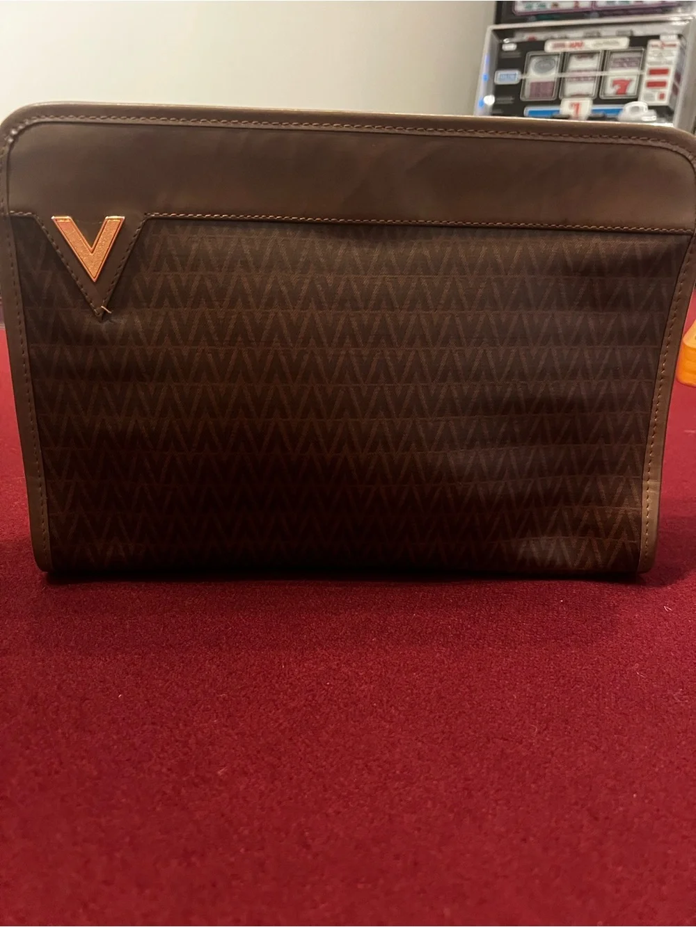 Vintage Mario Valentino Monogram Clutch or even as a Crossbody Bag Brown & Gold